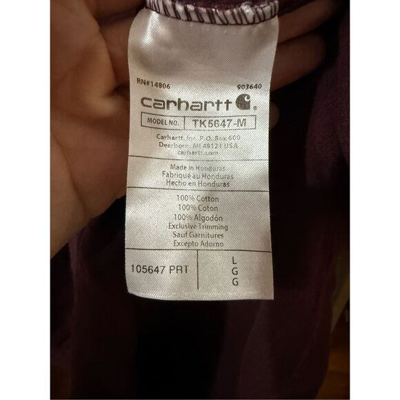 Carhartt Men’s Maroon Red Cotton Tee Shirt Relaxed Fit Sz L - Picture 8 of 8